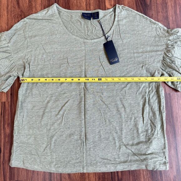 Rachel Roy Linen Khaki Lagenlook Boho Blouse Womens Size XL Ruffle Sleeve NWT - Picture 5 of 5